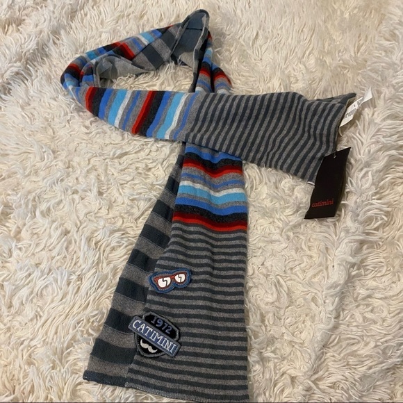 NWT Catimini French Designer Blue Gray Sunglass Appliqué Scarf Girl’s Scarf - Picture 8 of 11